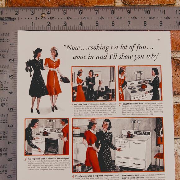 1940 Retro Kitchen Cooking Print Ad for Vtg Frigidaire Electric Range 9.5x12.75 - Picture 9 of 13